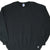 Front of black Russell Athletic blank crewneck sweatshirt with ribbed cuffs and hem