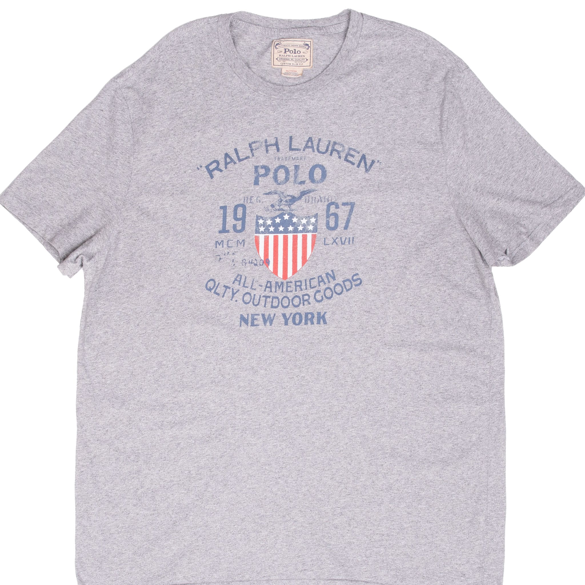 VINTAGE RALPH LAUREN POLO NEW YORK GREY TEE SHIRT SIZE XL