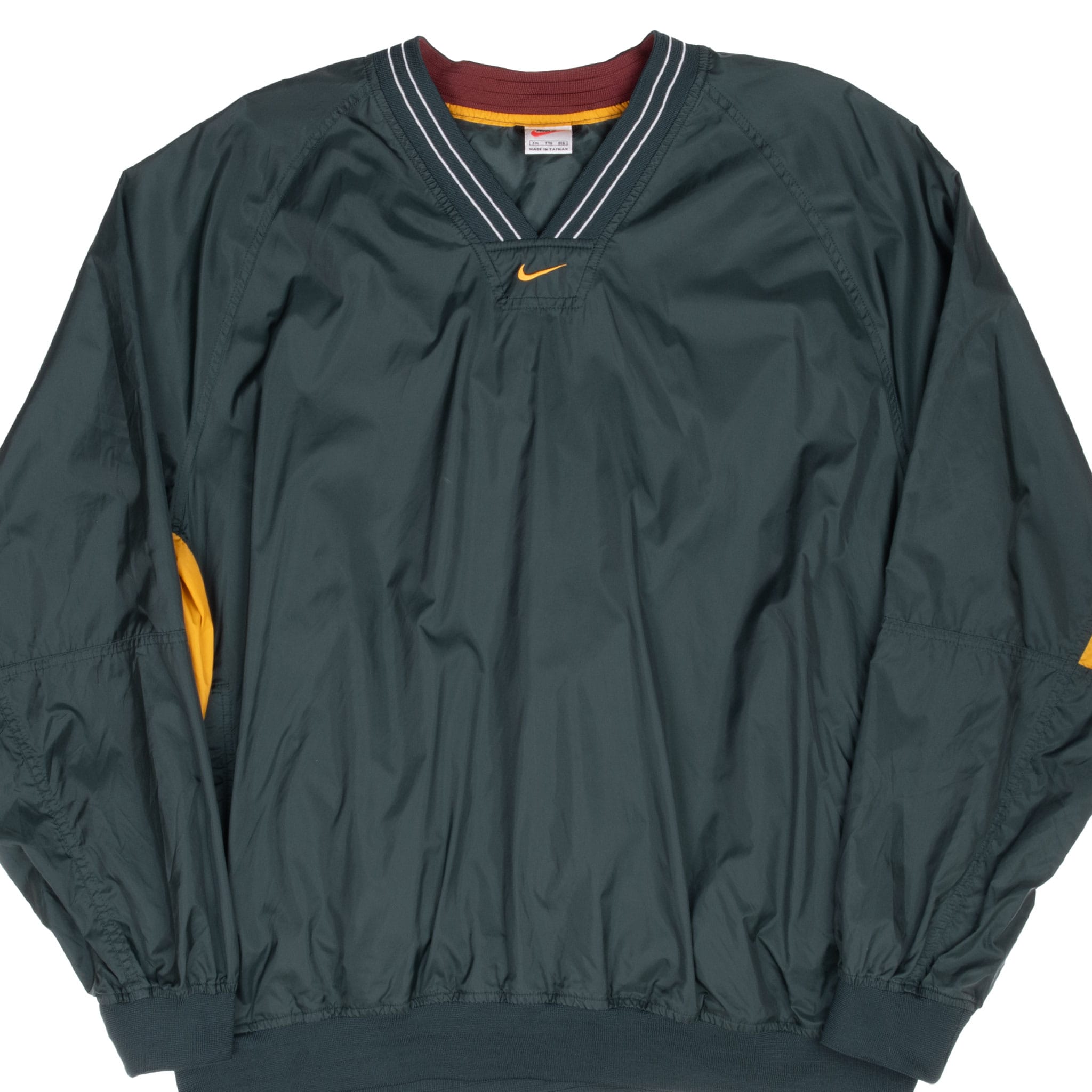 VINTAGE NIKE CENTER SWOOSH GREEN PULLOVER WINDBREAKER JACKET 1990S 2XL