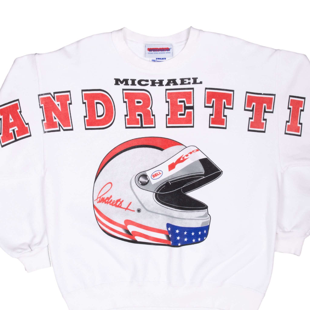 Vintage Indy Car Michael Andretti All Over Print Sweatshirt 1990S Size Large Made In Usa