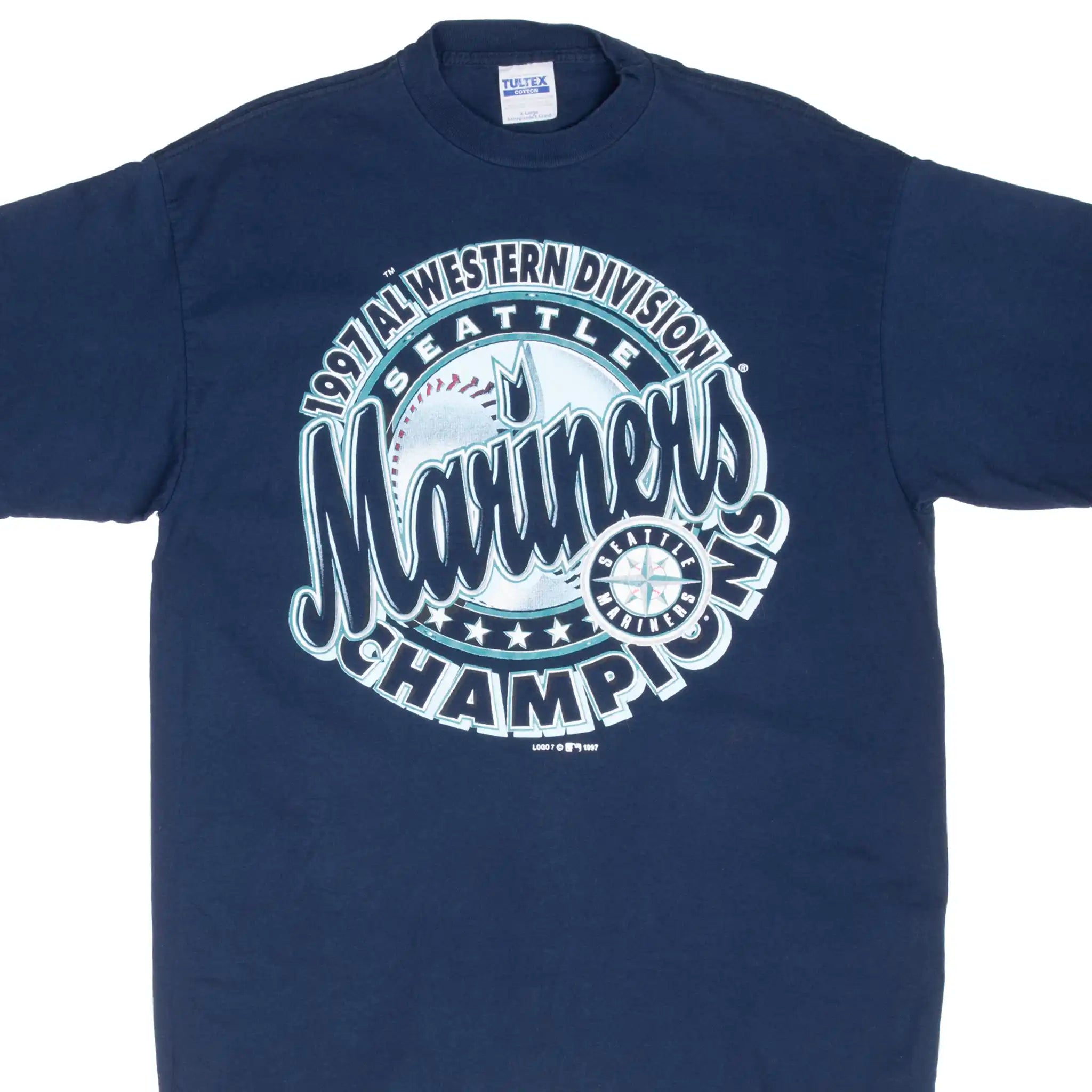 VINTAGE MLB SEATTLE MARINERS WESTERN CHAMPION 1997 TEE SHIRT SIZE LARGE