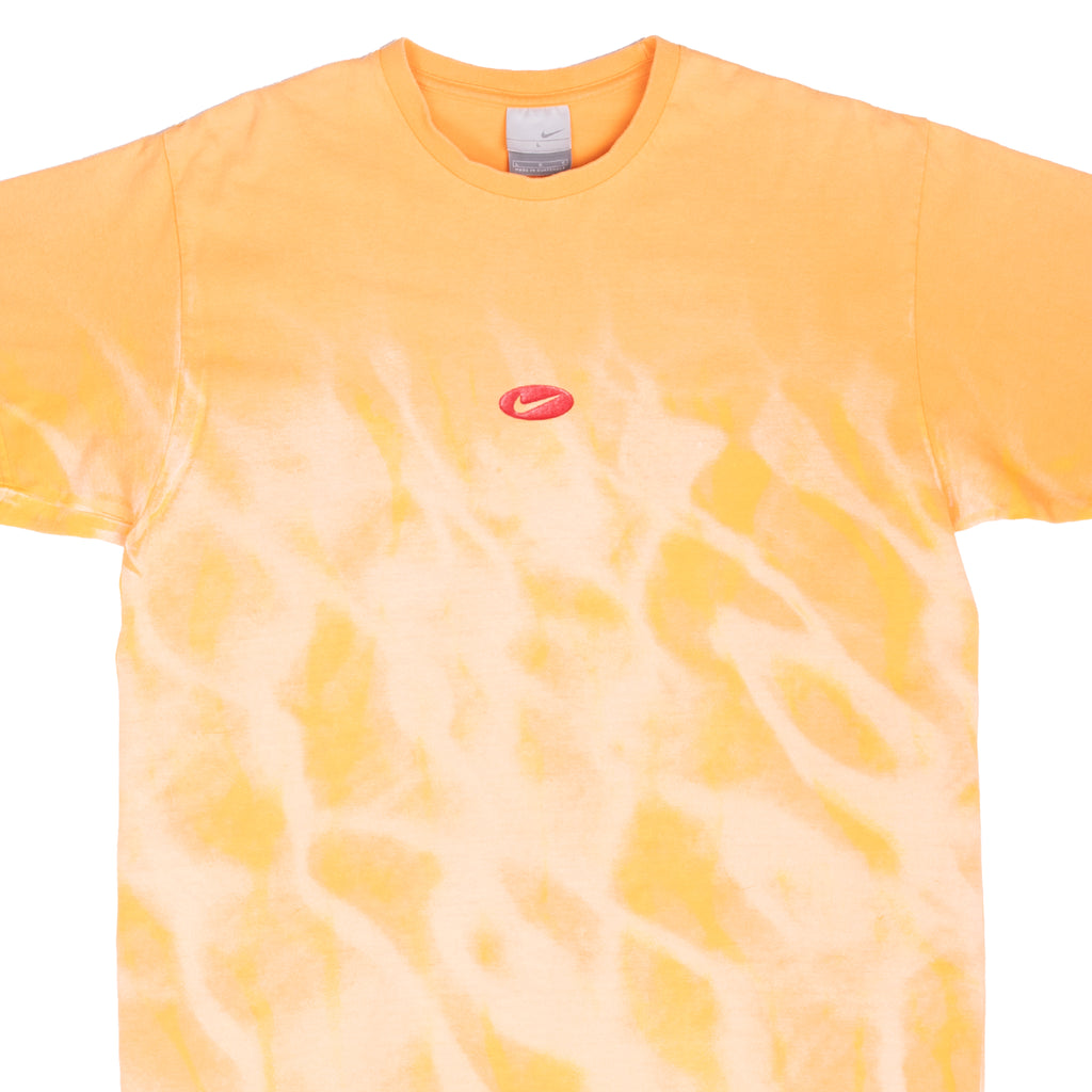 Vintage Nike Center Swoosh Orange Tie Dye Tee Shirt 2000S Size Large