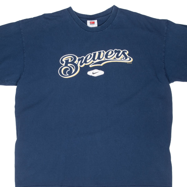 Vintage Mlb Milwaukee Brewers Blue Nike 2000S Tee Shirt Size 2XL
