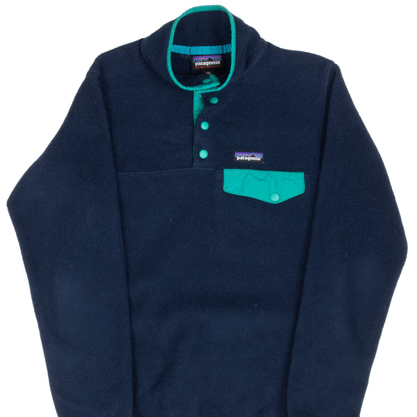Vintage Patagonia Blue Synchilla Snap T Fleece Pullover Jacket 2000S Size 2XS