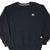 Front of black Starter crewneck sweatshirt with chest and sleeve logo embroidery
