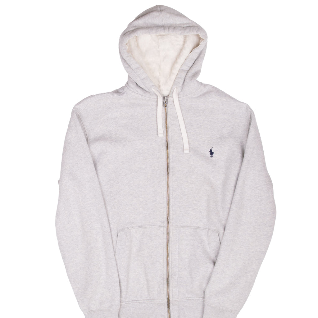 Vintage Ralph Lauren Full Zip Classic Grey Hoodie Sweatshirt 1990S Size Large Tall
