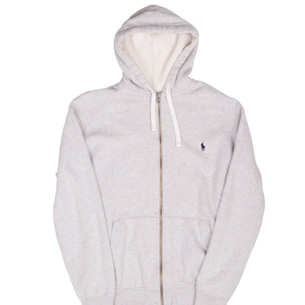 Vintage Ralph Lauren Full Zip Classic Grey Hoodie Sweatshirt 1990S Size Large Tall