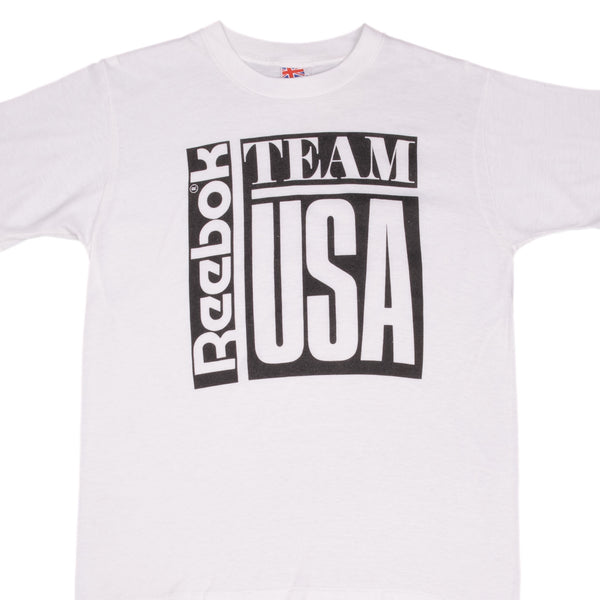 Vintage Reebok 1990S Team Usa Tee Shirt Size Large Made In USA With Single Stitch Sleeves