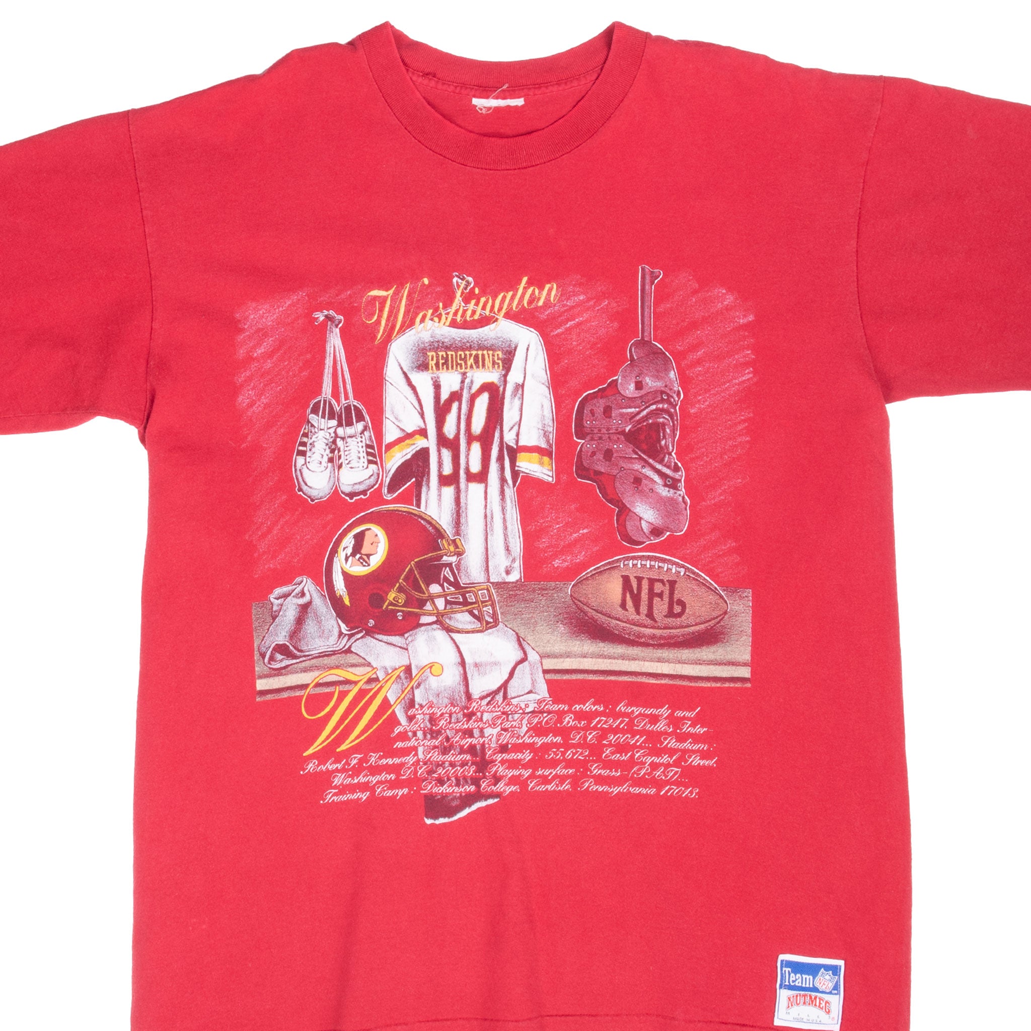 Vintage Nfl Washington Redskins Locker Room 1990S Tee Shirt Size XL Made In Usa With Single Stitch Sleeves