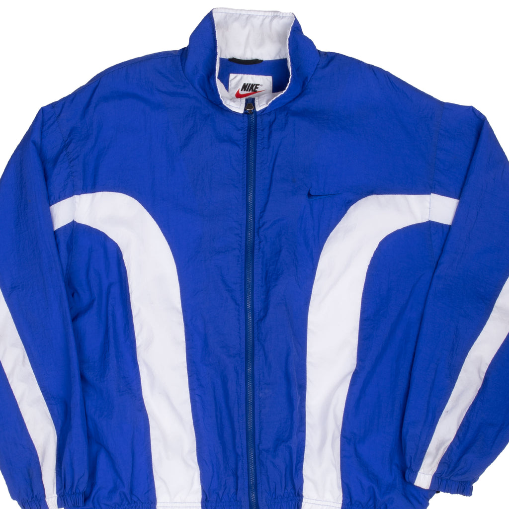 Vintage Nike Big Swoosh Navy Blue Windbreaker Jacket 1990S Size XL