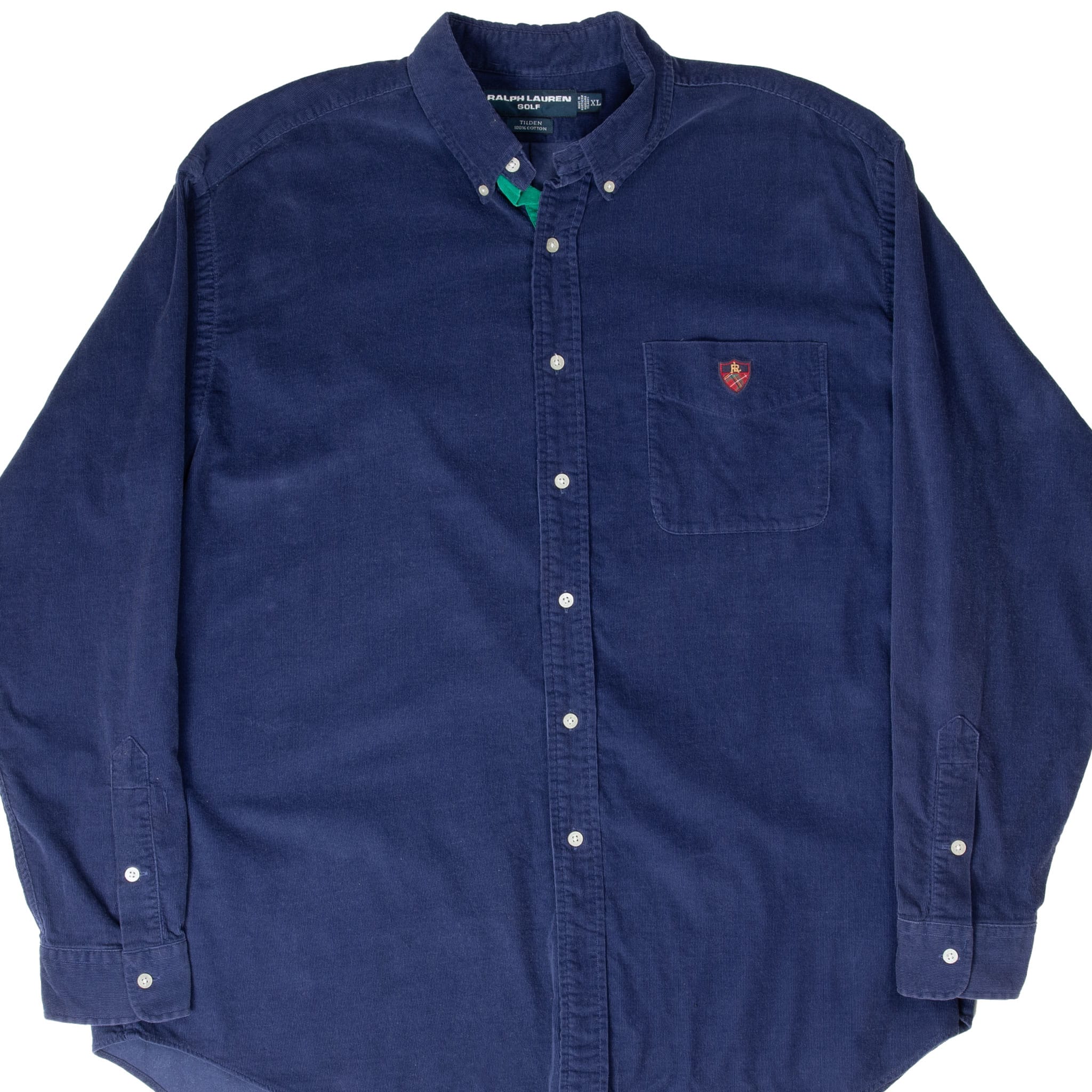 VINTAGE RALPH LAUREN GOLF BLUE CORDUROY SHIRT 1990S SIZE XL MADE IN USA