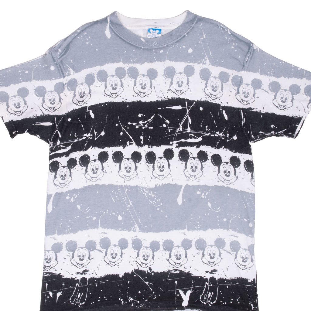 Vintage Disney Mickey Mouse All Over Print Tee Shirt 1990S Large Made In Usa With Single Stitch Sleeves