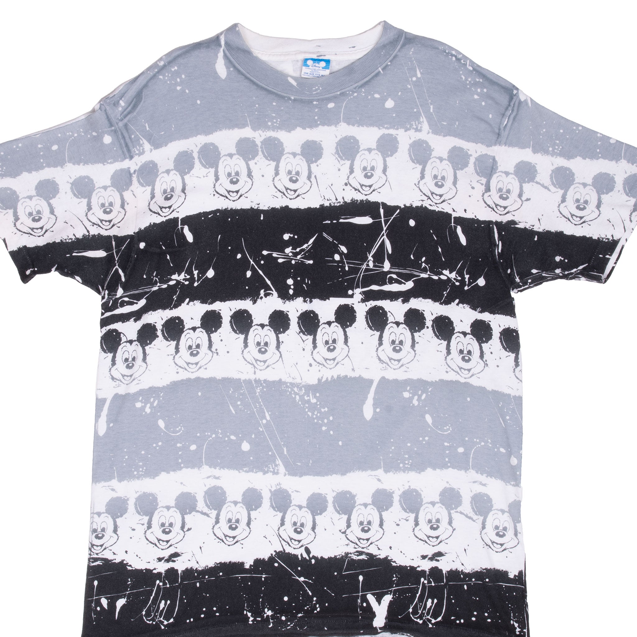 Vintage Disney Mickey Mouse All Over Print Tee Shirt 1990S Large Made In Usa With Single Stitch Sleeves