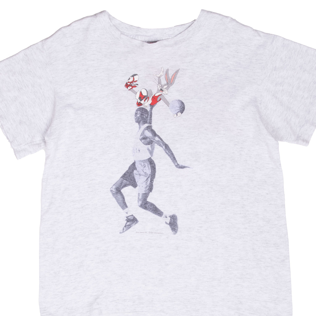 Vintage Nike Air Jordan Buggs Bunny 1991 Tee Shirt Size Large Youth Made In USA With Single Stitch Sleeves