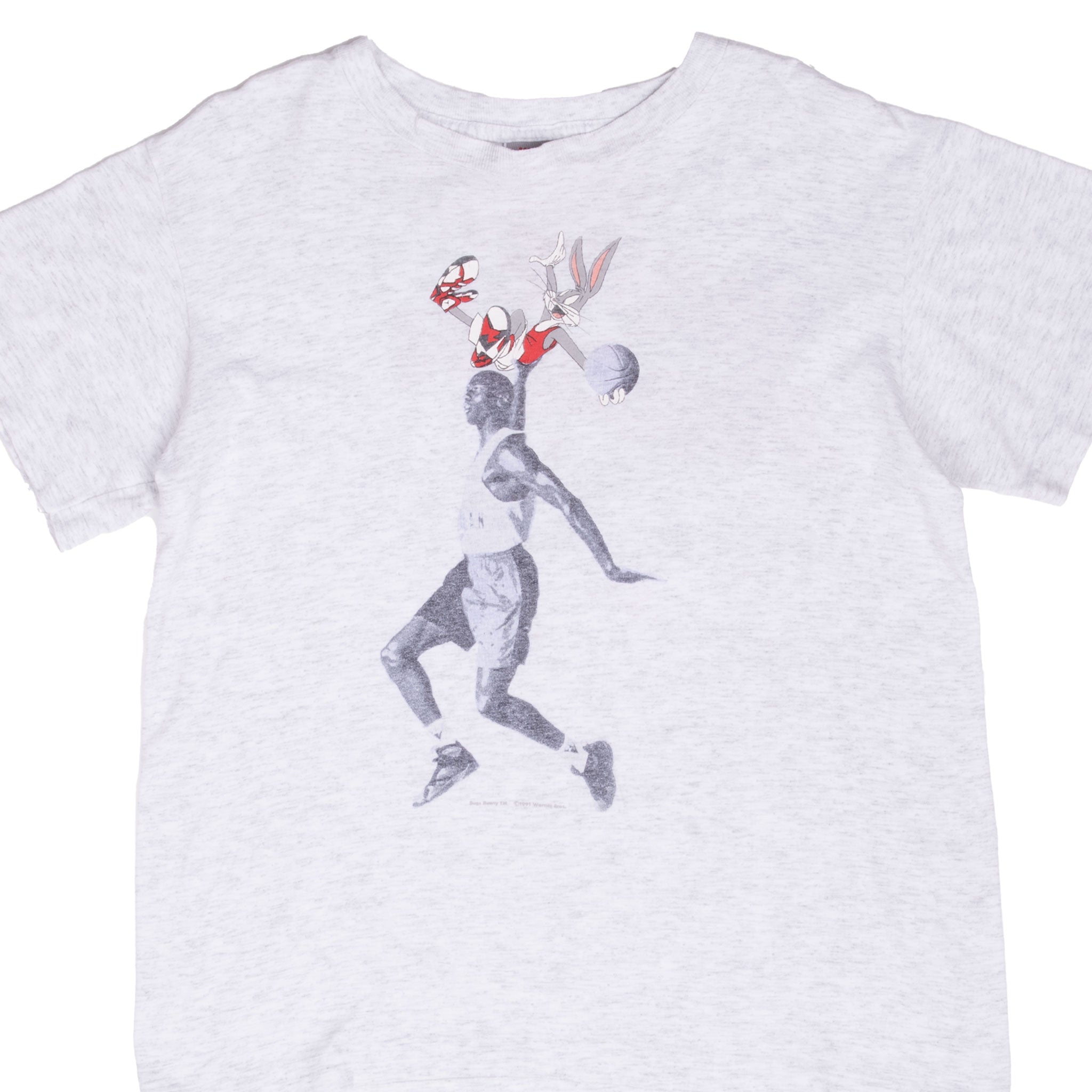 Vintage Nike Air Jordan Buggs Bunny 1991 Tee Shirt Size Large Youth Made In USA With Single Stitch Sleeves