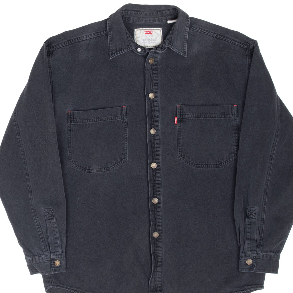 Vintage Levis Red Tab Denim Black Pocket Shirt 1990S Size Medium