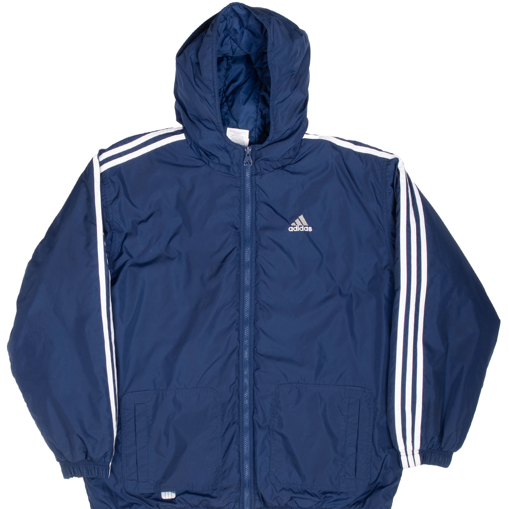 Vintage Adidas Blue Windbreaker Jacket 1990S Size XL Youth(18-20)