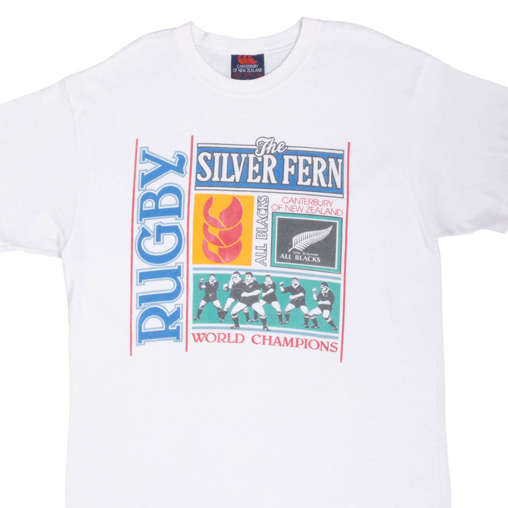 Vintage New Zealand All Blacks Rugby World Champions 1990S Tee Shirt Size XL Made In New Zealand With Single Stitch Sleeves