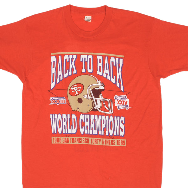 Vintage NFL San Francisco 49ERS Super Bowl XXIV Champion 1989 Tee Shirt Size Large Made In USA With Single Stitch Sleeves.