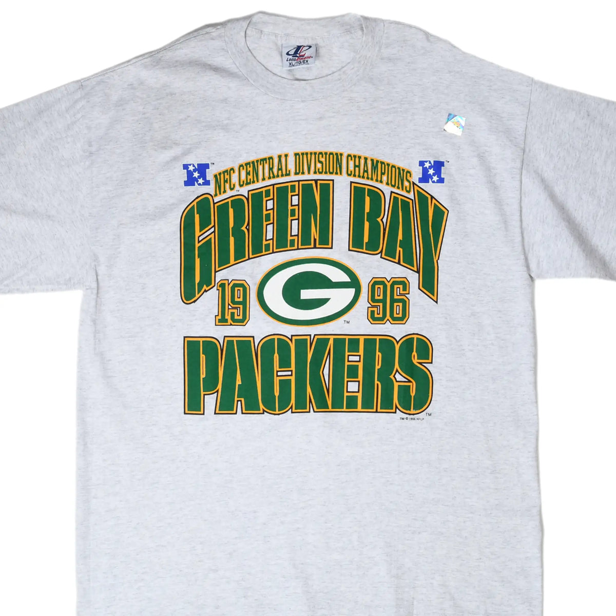 Front of gray Green Bay Packers 1996 NFC Central Division Champions graphic T-shirt
