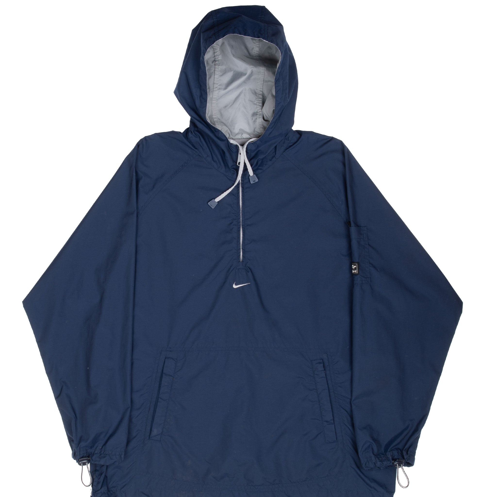 Vintage Nike Center Swoosh Blue Windbreaker Hooded Jacket 2000S Size Medium