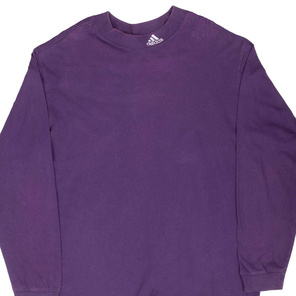 Vintage Adidas Long Sleeve Turtle Neck Purple Tee Shirt 1990S Size 2XL Made In Usa