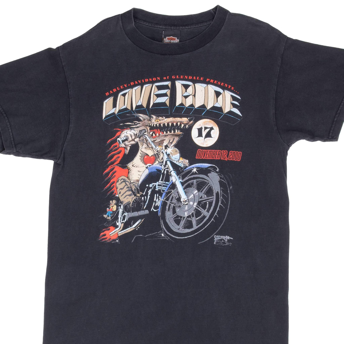 VINTAGE HARLEY DAVIDSON LOVE RIDE 2000 TEE SHIRT MEDIUM MADE IN USA