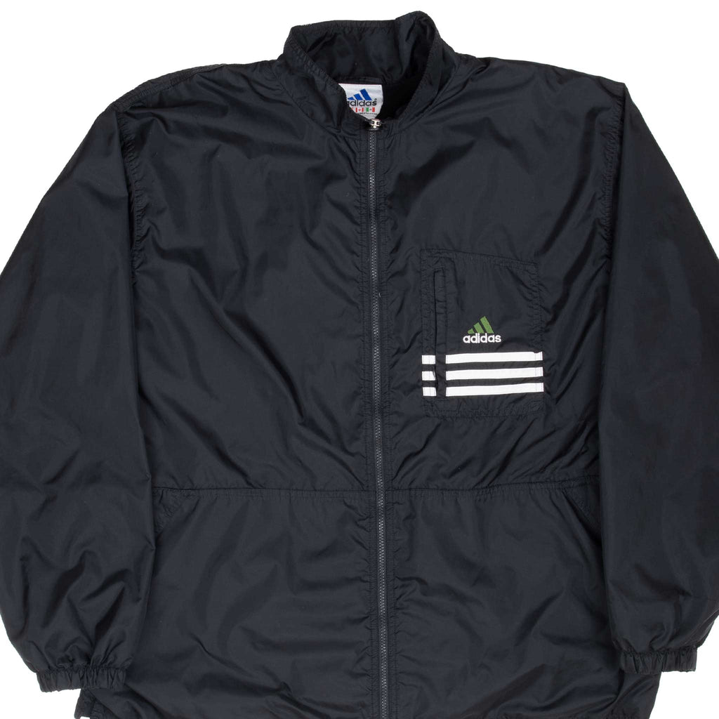 Vintage Adidas Black Windbreaker Jacket 1990S Size 2XL