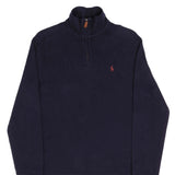 Vintage Polo Ralph Lauren Navy Blue Quarter 1/4 Zip Sweater 1990s Size Small