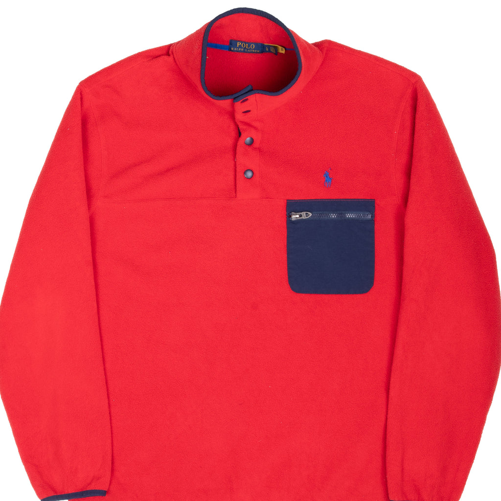 Vintage Ralph Lauren Red Pullover Fleece Jacket Size Large