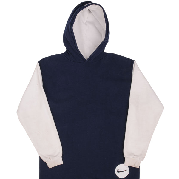 Vintage Nike Navy Blue Hoodie Sweatshirt 1990S Large Youth (14Yr) Made In Usa