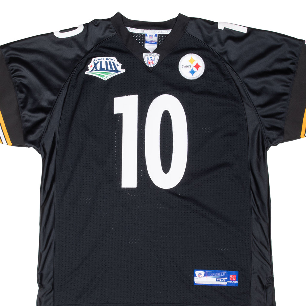 Vintage Nfl Pittsburgh Steelers Super Bowl XLIII Holmes #10 Reebok Jersey 2009 Size 54