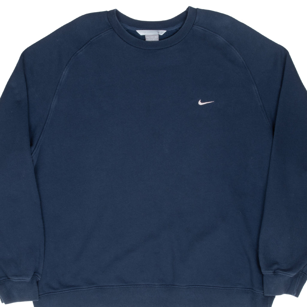 Vintage Nike Classic Swoosh Navy Blue Sweatshirt 2000S Size 2XL