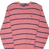 Vintage Ralph Lauren Pink Blue Stripe Knit Sweatshirt 1990S Size 2XL