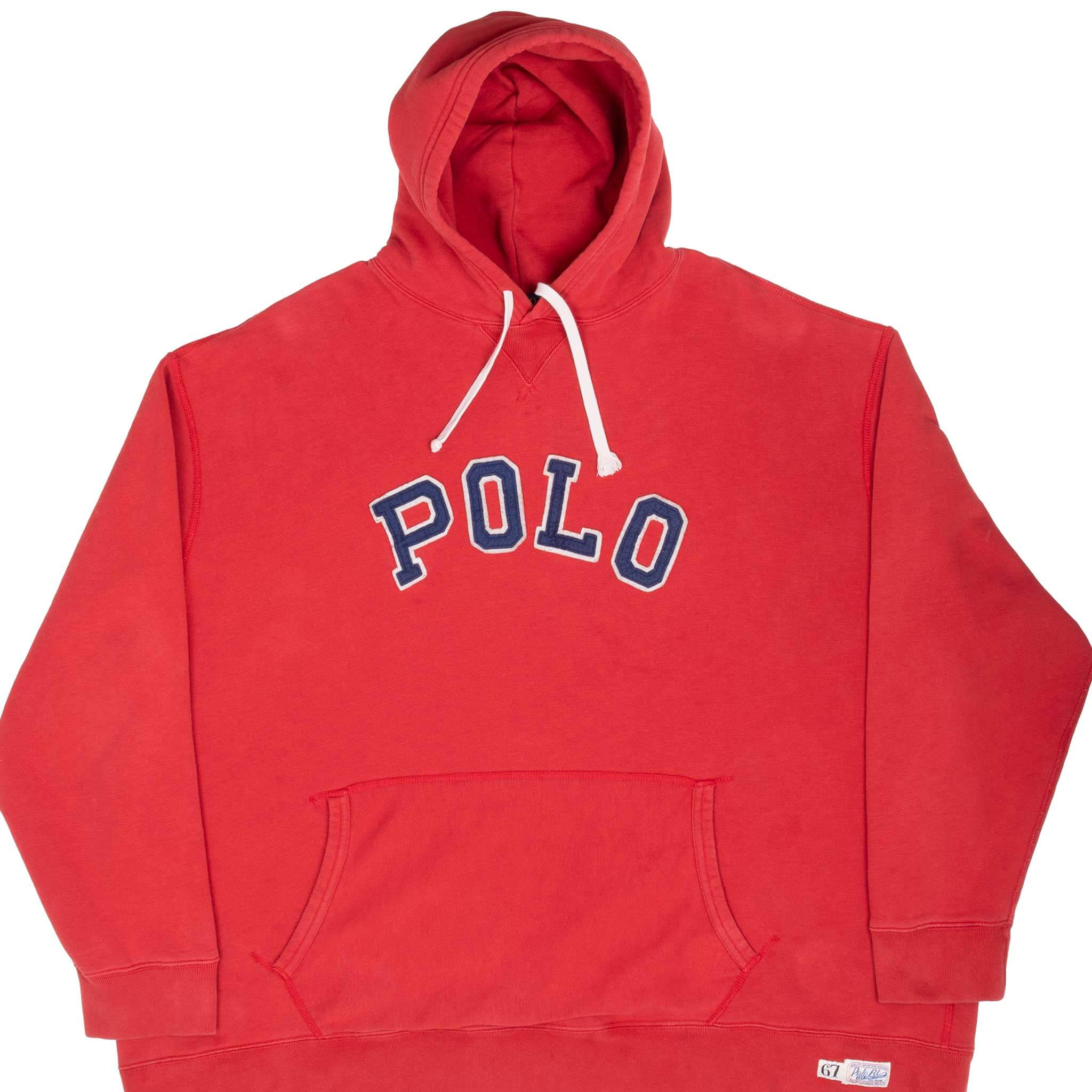 Vintage Polo Ralph Lauren Red Hoodie Sweatshirt Size 4XL