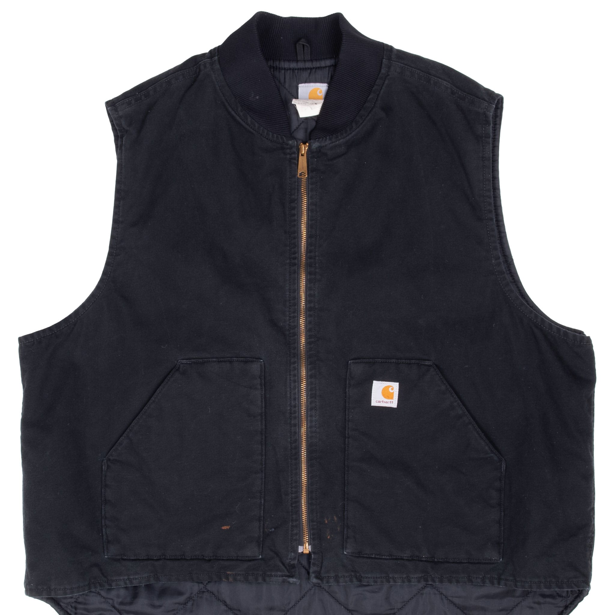 VINTAGE CARHARTT QUILT LINED BLACK VEST JACKET V01BLK 2012 SIZE 3XL