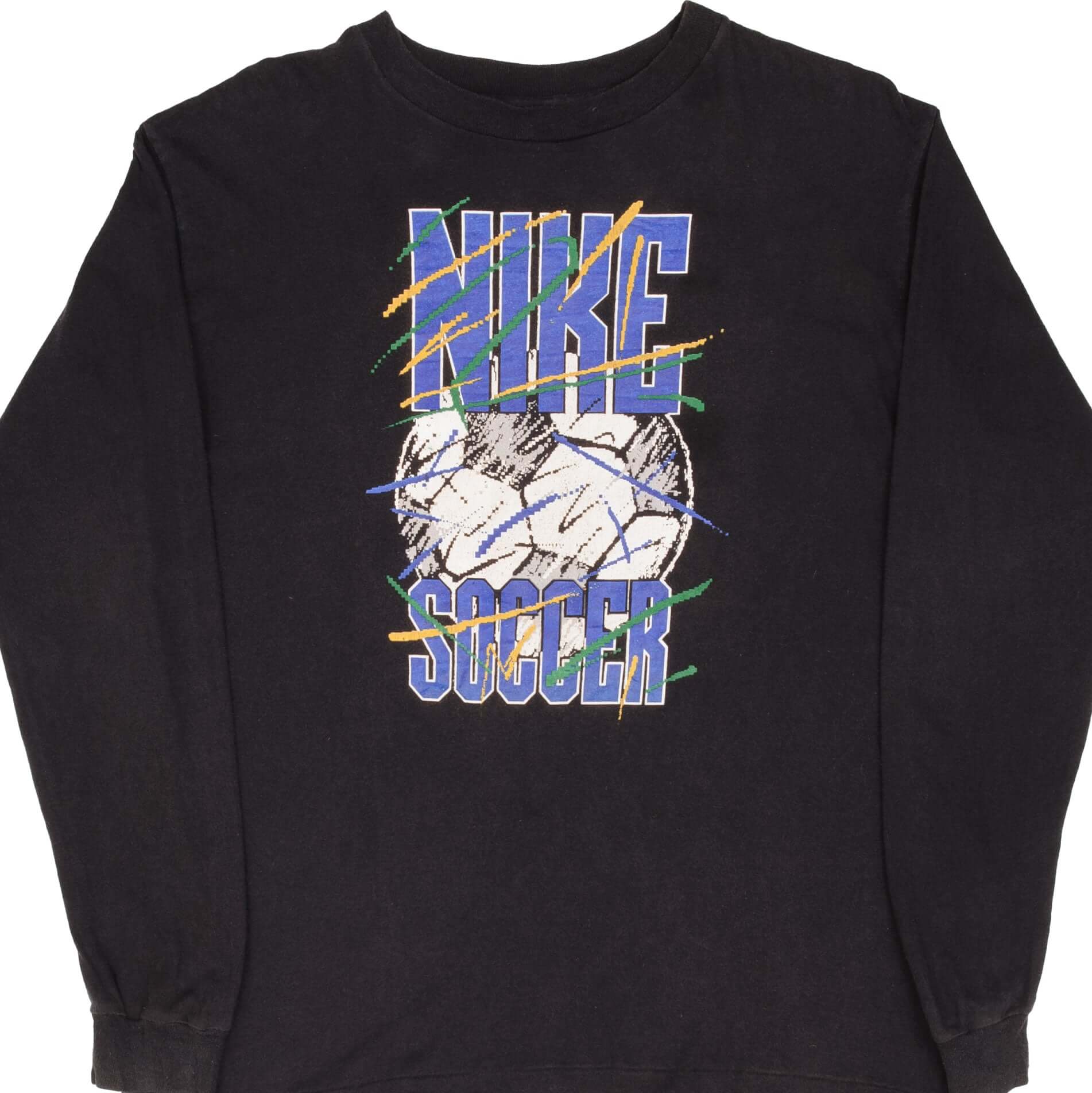 Vintage Nike Soccer Long Sleeve Tee Shirt Late 1980S Size Medium Made In USA With Single Stitch.