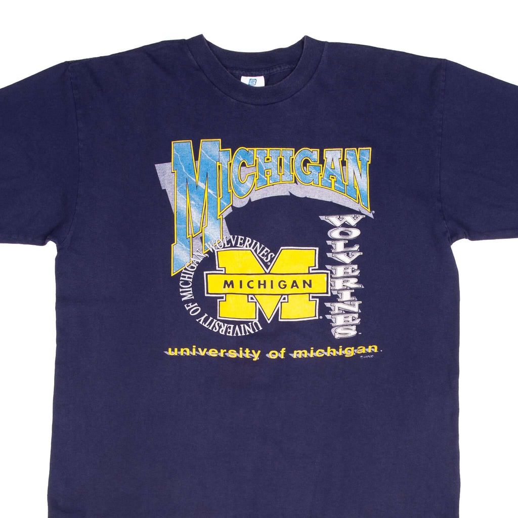 Vintage NCAA University Of Michigan Wolverines Tee Shirt 1990S Size XL Made In USA With Single Stitch Sleeves