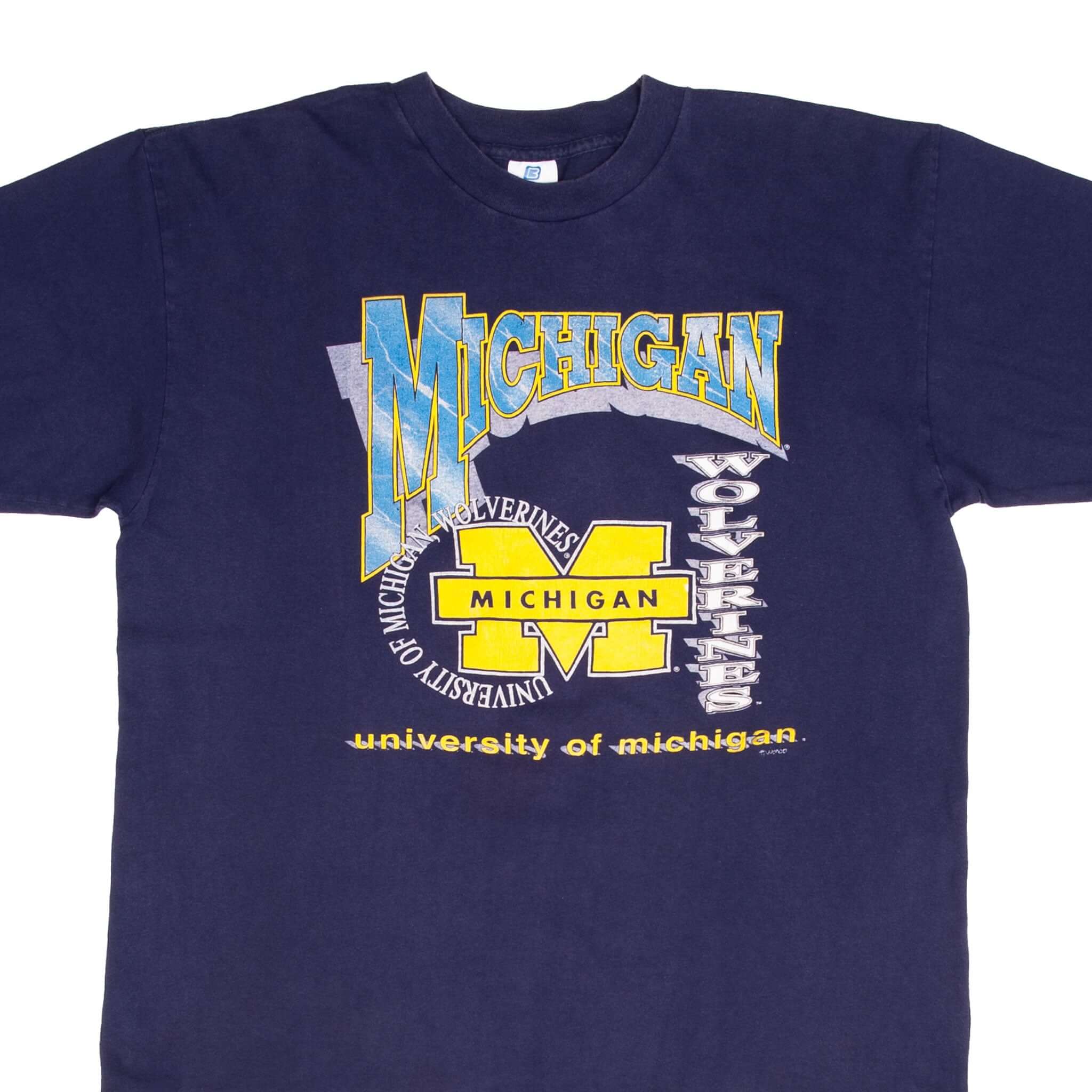 Vintage NCAA University Of Michigan Wolverines Tee Shirt 1990S Size XL Made In USA With Single Stitch Sleeves