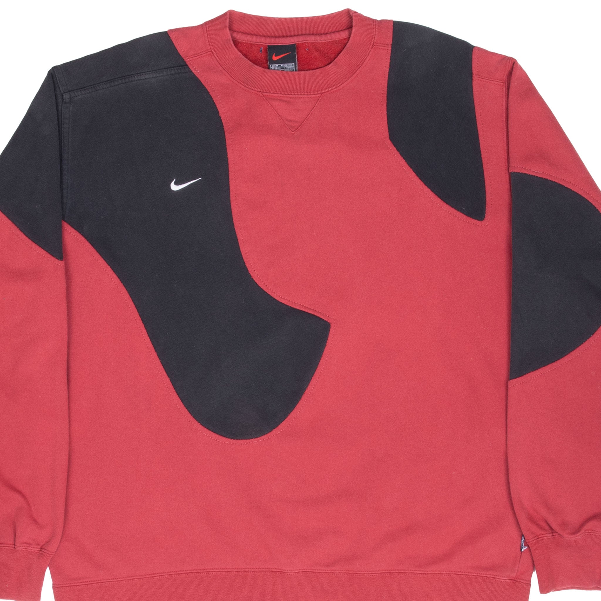 Vintage Nike Red Black Swoosh Reworked Sweatshirt 1990S Size Medium
