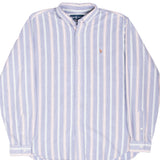 Vintage Ralph Lauren Blue White Striped Shirt 1990S Size Large