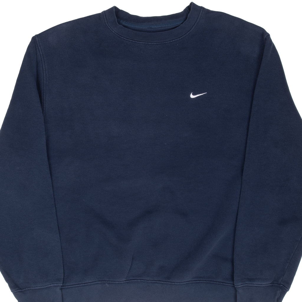 Vintage Nike Classic Swoosh Navy Blue Sweatshirt 2000S Size Medium