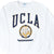 Front of white UCLA Bruins sweatshirt with navy and gold university seal graphic