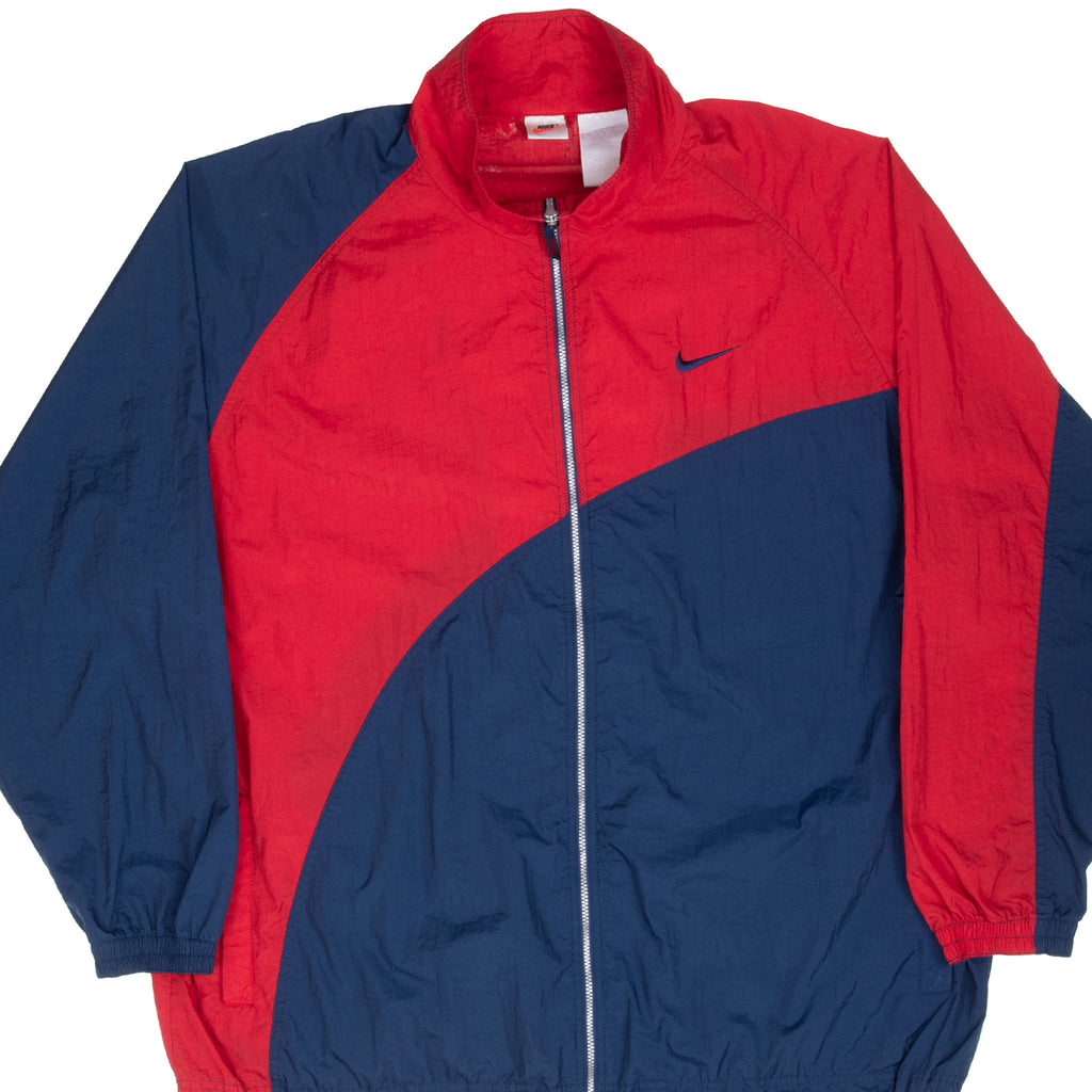 Vintage Nike Classic Swoosh Blue Red 1990S Windbreaker Jacket Size 2XL