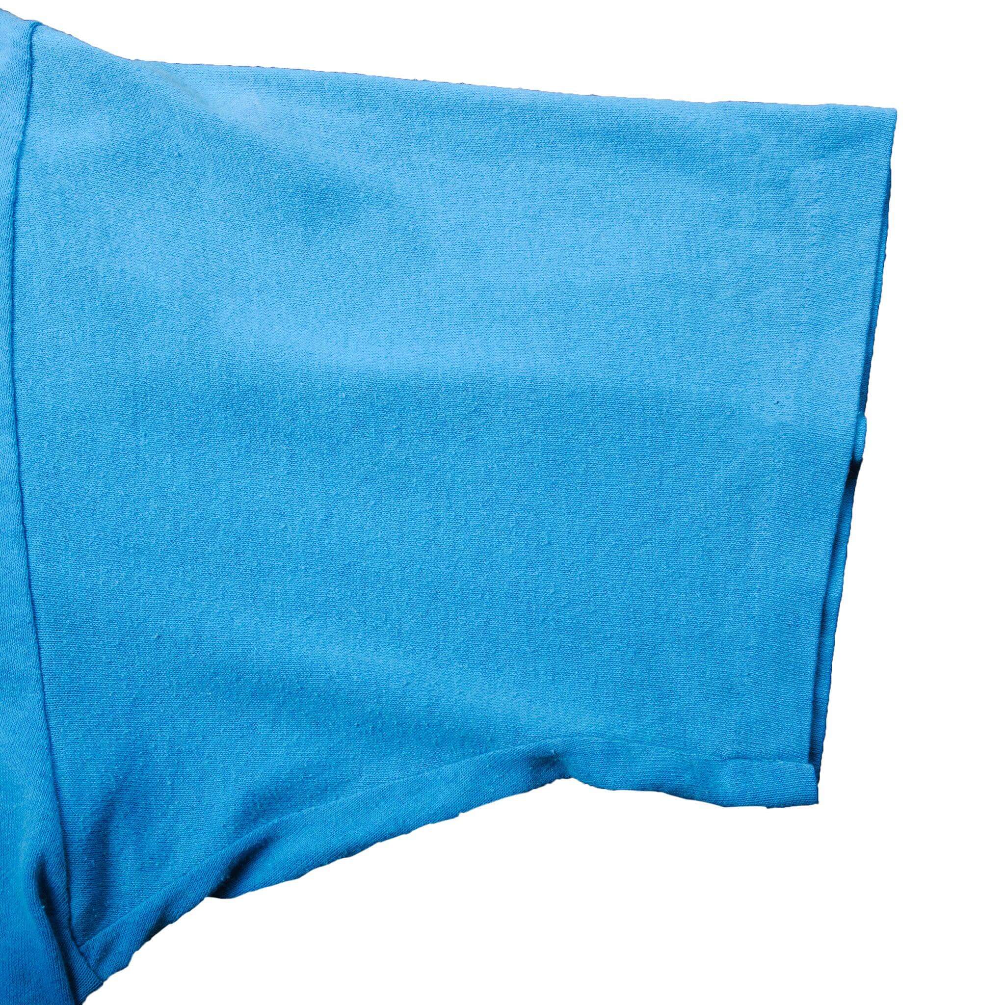 Vintage Blue Nike Big Logo Tee Shirt 1987-1994 Size L Made In USA With Single Stitch Sleeves. Nike Grey Label.