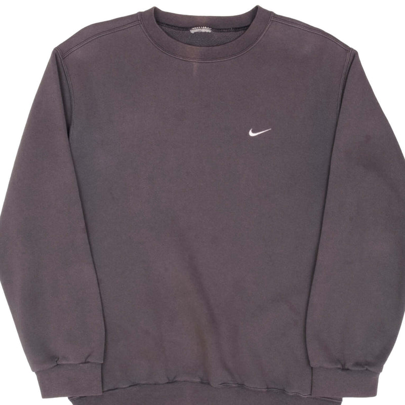 Vintage Nike Classic Swoosh Dark Gray Crewneck Sweatshirt 2000S Size Medium