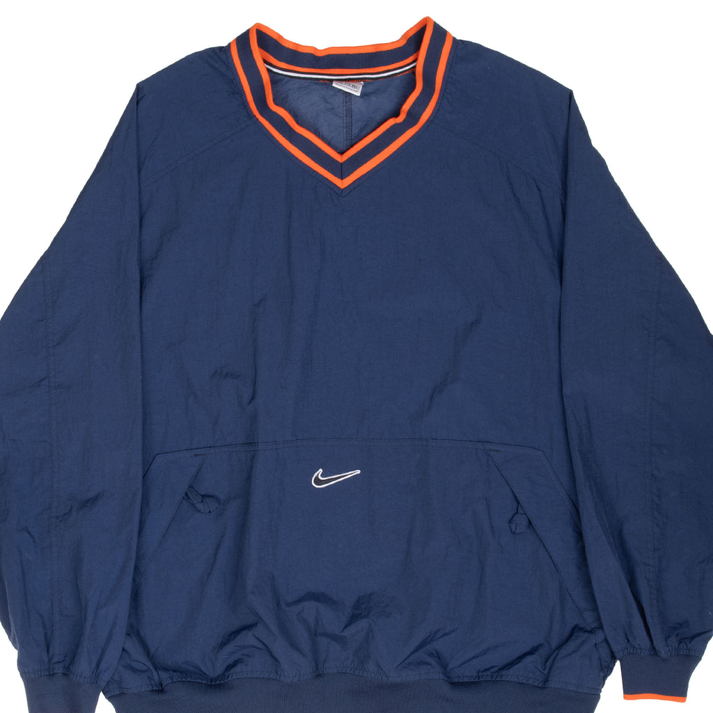 Vintage Nike Center Swoosh Blue Pullover Windbreaker Jacket 1990S Size 2XL