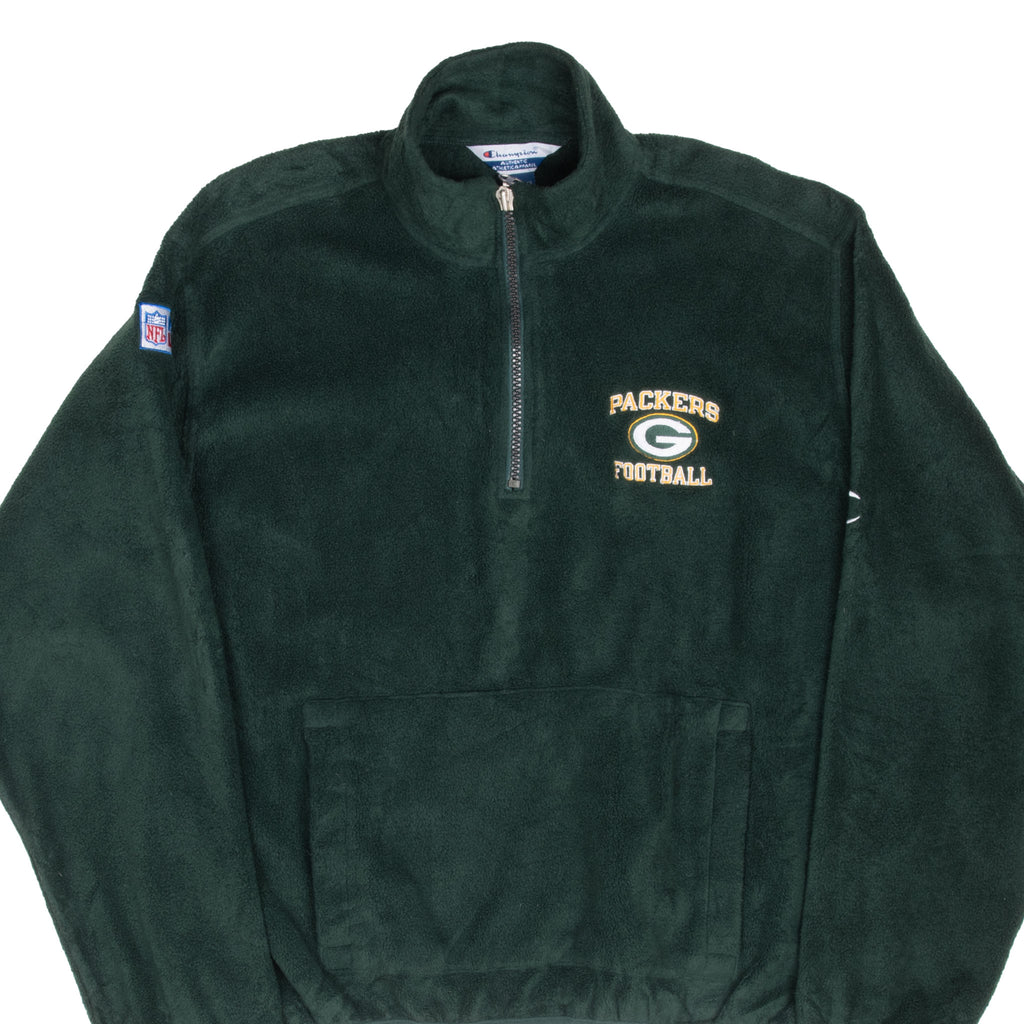 Vintage Nfl Green Bay Packers Quarter Zip Champion Fleece Jacket Size Large 1990S