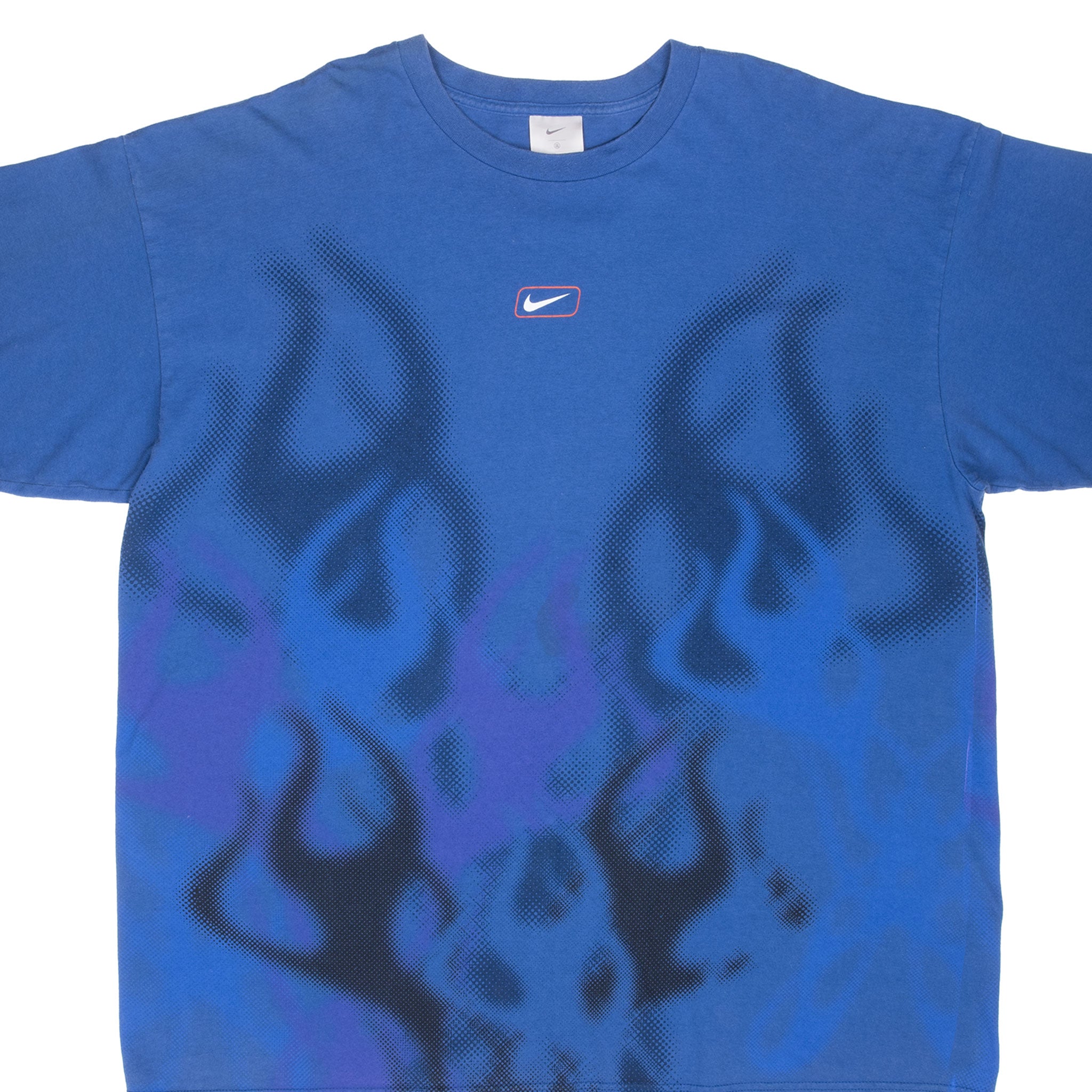 Vintage Nike Center Swoosh Flames All Over Print Tee Shirt 2000S Size 2XL