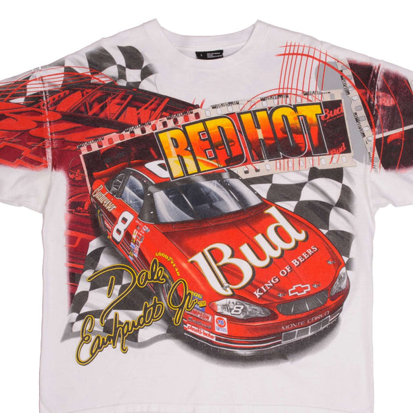 CAMISETA GRANDE DE DALE EARNHARDT JR CON ESTAMPADO TOTAL DE NASCAR VINTAGE DE LOS AÑOS 90 Y 2000
